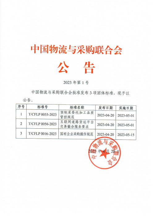 2023年第1號中物聯公告 預制菜 道路貨運平臺 國有企業采購操作 發布_00.png